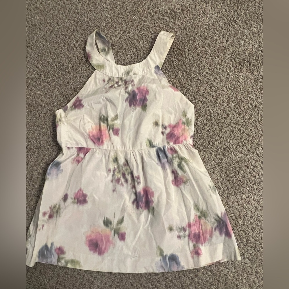 Theory white watercolor floral halter top silk lined Sz. Small